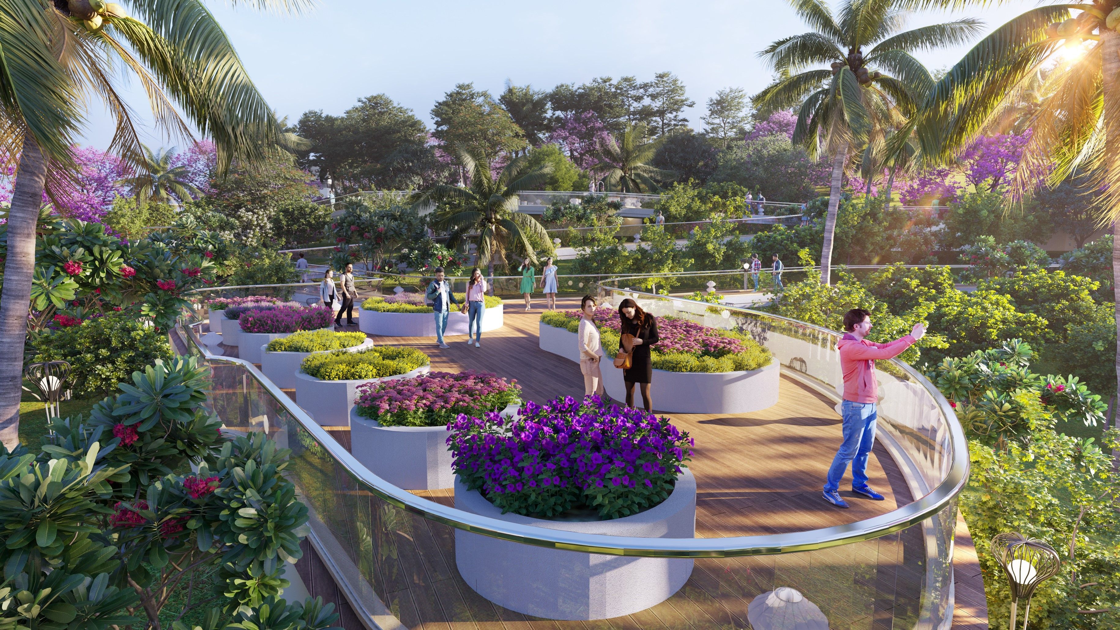 Landscaped floral walkway